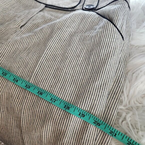 Larry Levine Womens Pants Size 10‎ Linen Ryon Wide Leg Crop Ivory Black Stripe - Picture 8 of 15